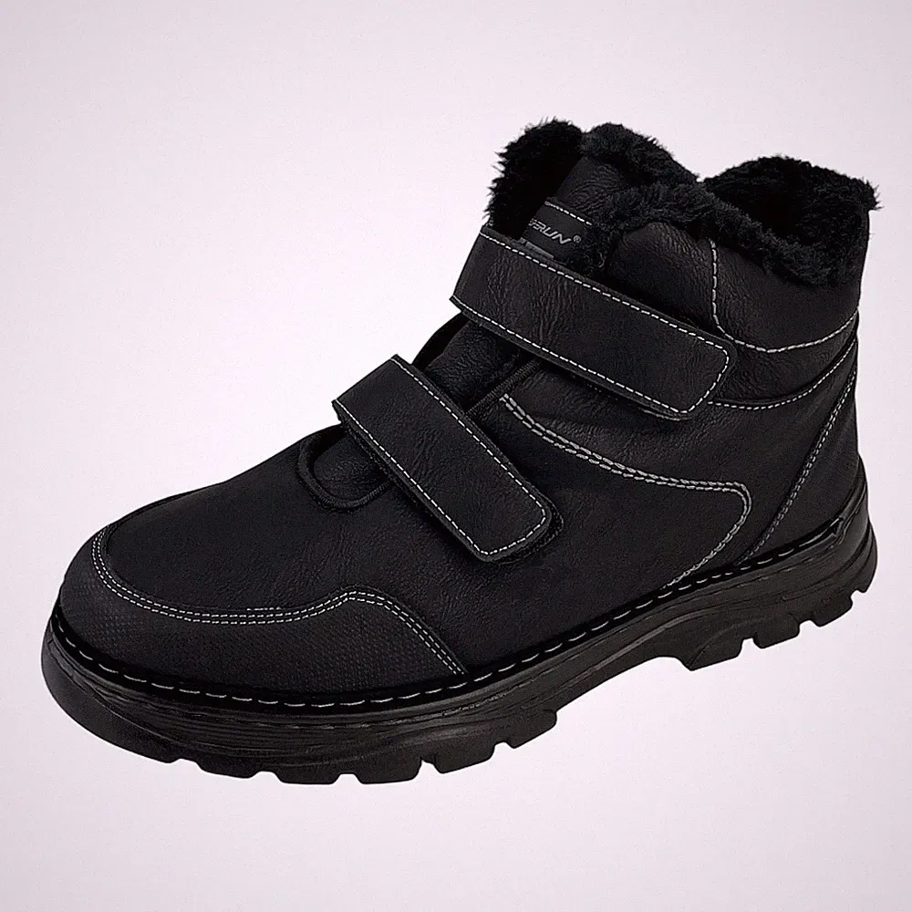 Herren Stiefel Boots Stiefeletten Winterstiefel Warmfutter Klettverschluss 41-46