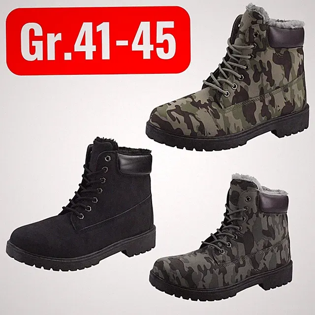 Herren Stiefel Camouflage Boots Neu Winterstiefel Gefütterte Schnürboots SALE
