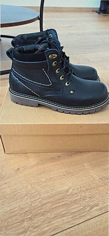 Herren Stiefeletten Schnürstiefel gefüttert Schwarz Kunstleder Gr. 41
