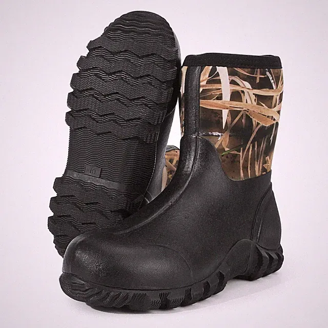 Herren Wasserdichte Neoprenstiefel Halb Gummi Stiefel mit Rutschfester Sohle...