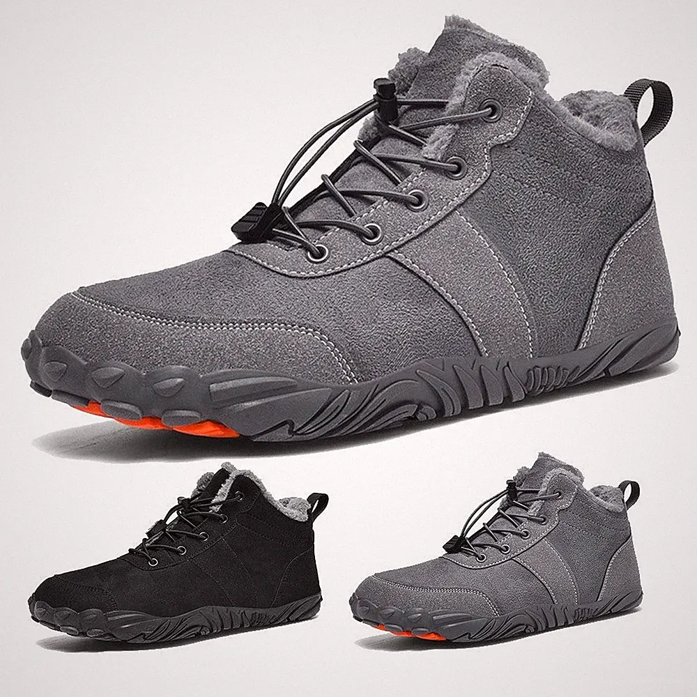 Herren Winter Wasserdicht Barfußschuhe Stiefel Wasserfest Warm Barefoot Schuhe