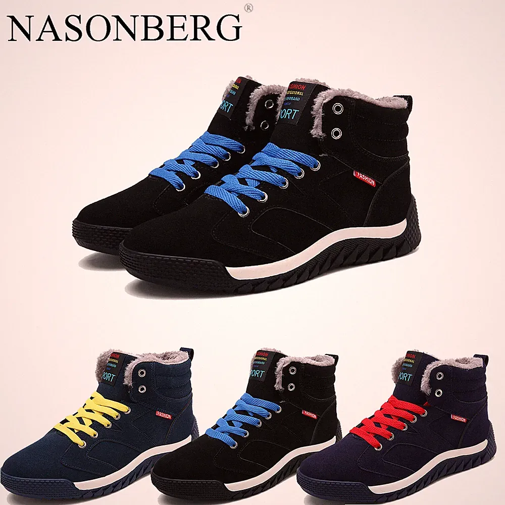 Herren Winterschuhe Warm Gefüttert Schneestiefel Outdoor Boots Winterstiefel DE
