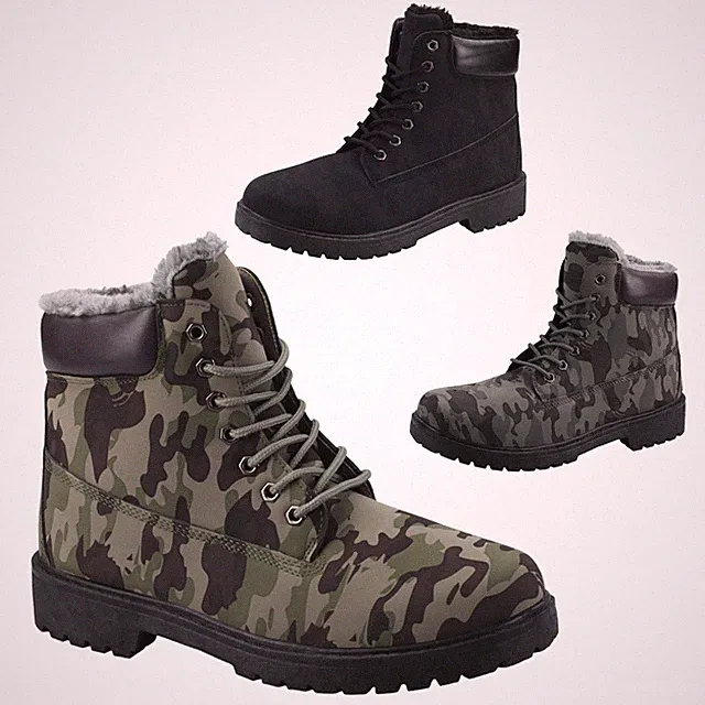 Herren Winterstiefel Boots Winterschuhe Gefüttert Schnürboots Warm Stiefel 41-46