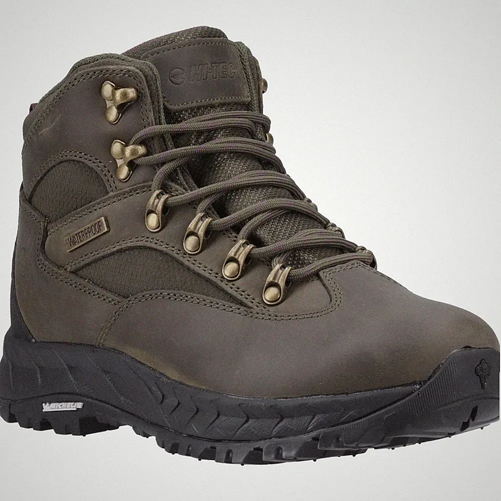 Hi-Tec Euro Trail Damen Wanderstiefel Aus Leder In Khaki