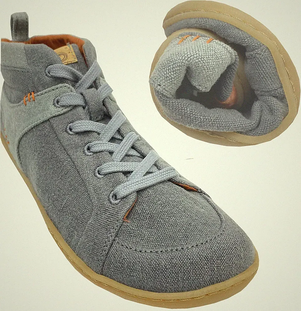 High Top Sneaker / Barfußschuhe aus Hanf & BIO BW in Jeans v. MUKISHOES * Liquen