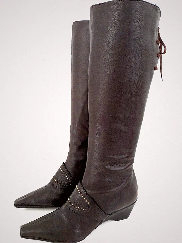 “HISPANITAS“ Damen Stiefel Echtleder Langschaftstiefel Gr. 40 Dunkel Braun