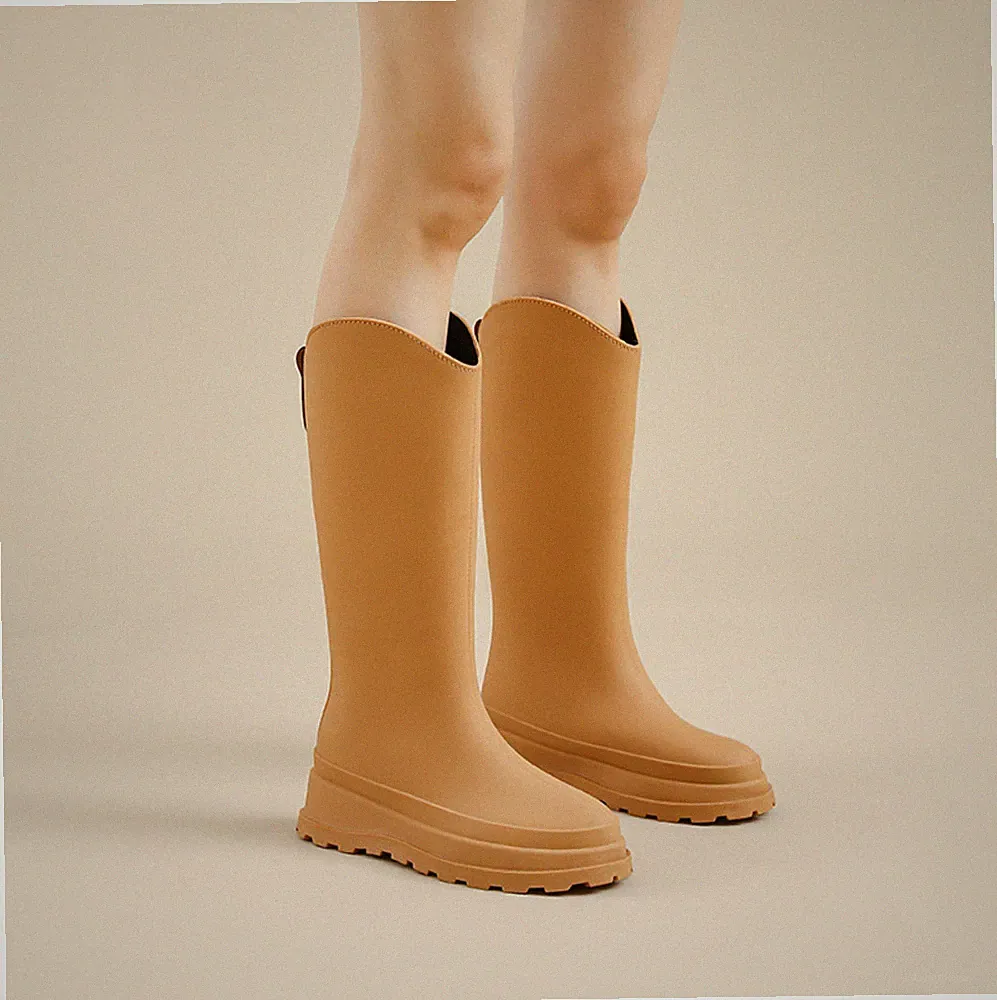 Hoch oben Damen Gummistiefel Wasserdichte Garten Regen Stiefel Pelz gefüttert
