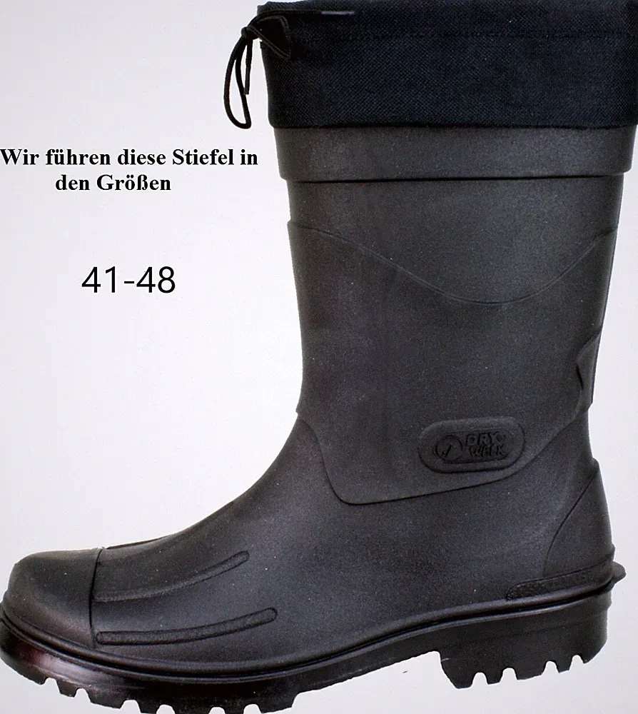 Hochwertiger Herren Gummistiefel PVC Wattstiefel Dry Walk schwarz Nils Gr. 41-48
