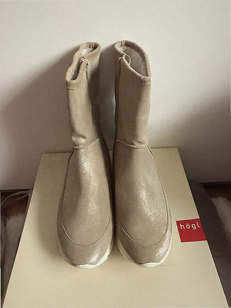 Högl Damen Stiefel Neu Gr 37,5 Wild Leder Kitz Swarovski Steine GoreTex NP 240€