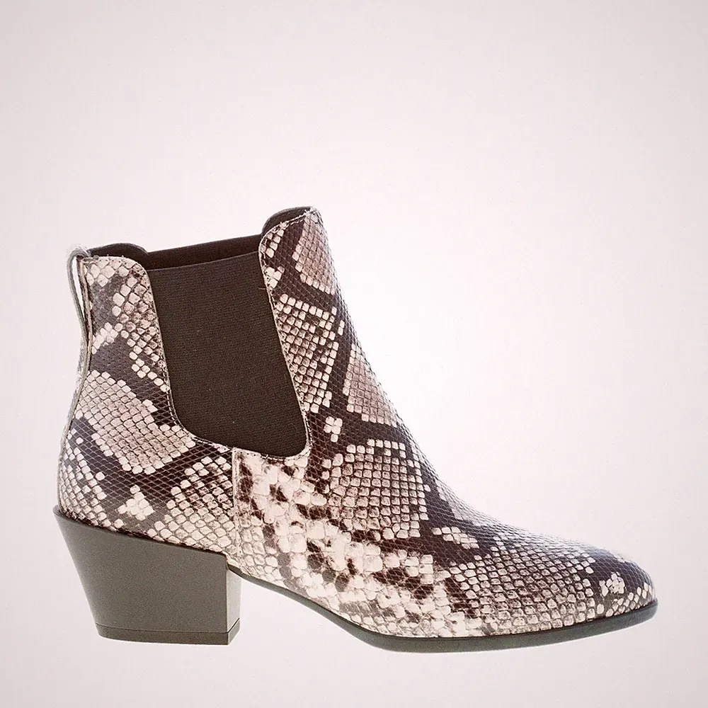 HOGAN Damen Schuhe Stiefelette Texano H401 Leder Python Print Natur