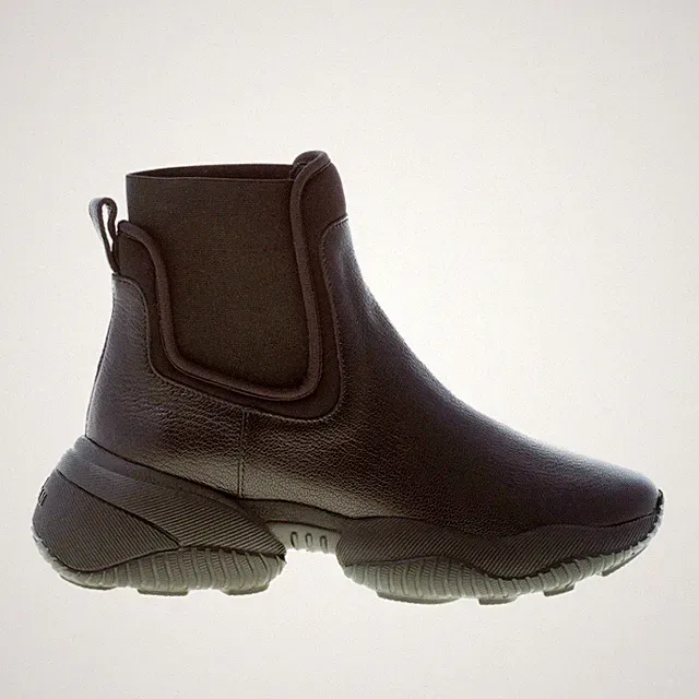 HOGAN Damen Schuhe Stretch Stiefelette Interaction Chelsea Leder Schwarz