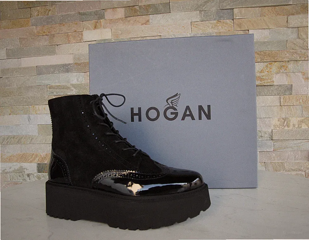 HOGAN EU 40 Plateau Stiefeletten Booties Schuhe schwarz Zip NEU ehem UVP 490 €