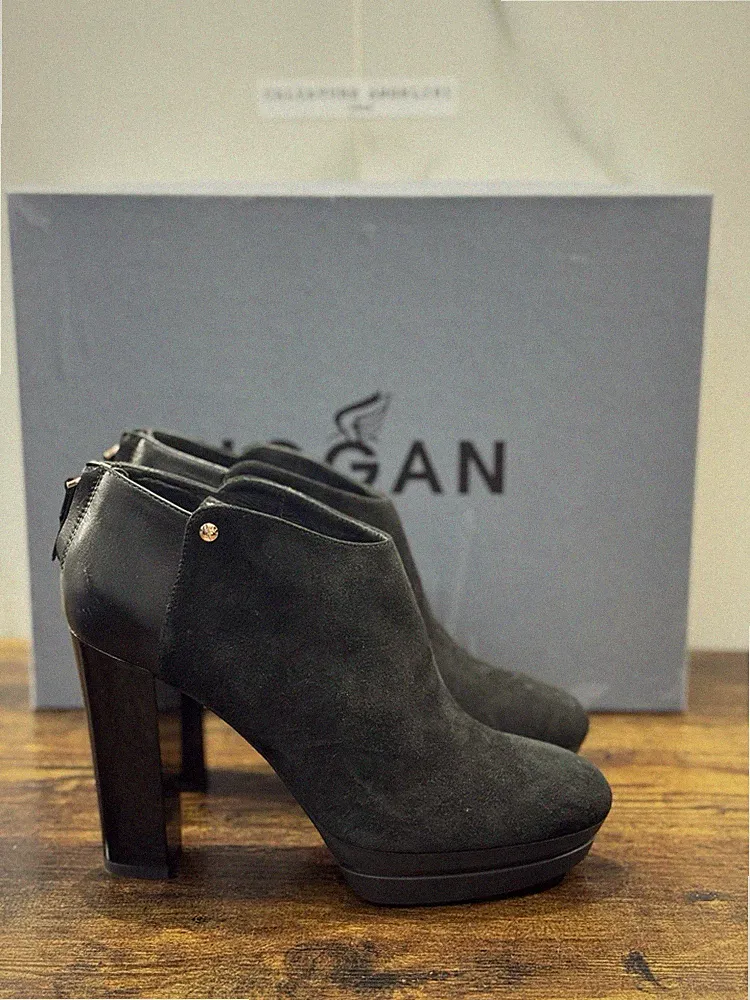 Hogan Interactive Stiefelette Veloursleder Schwarz Mit Absatz Casual Frau 39