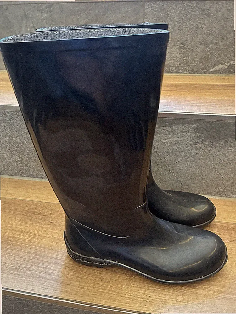 Hohe Gummistiefel Schwarz Gr. 39 /40 Damen Stiefel Ungefüttert