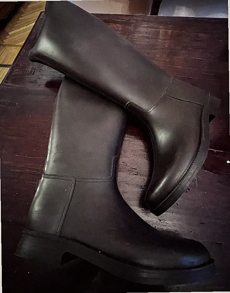 👢 Hohe Stiefel 43cm Gummi Stil Reiterin - N.37 Dunkelbraun