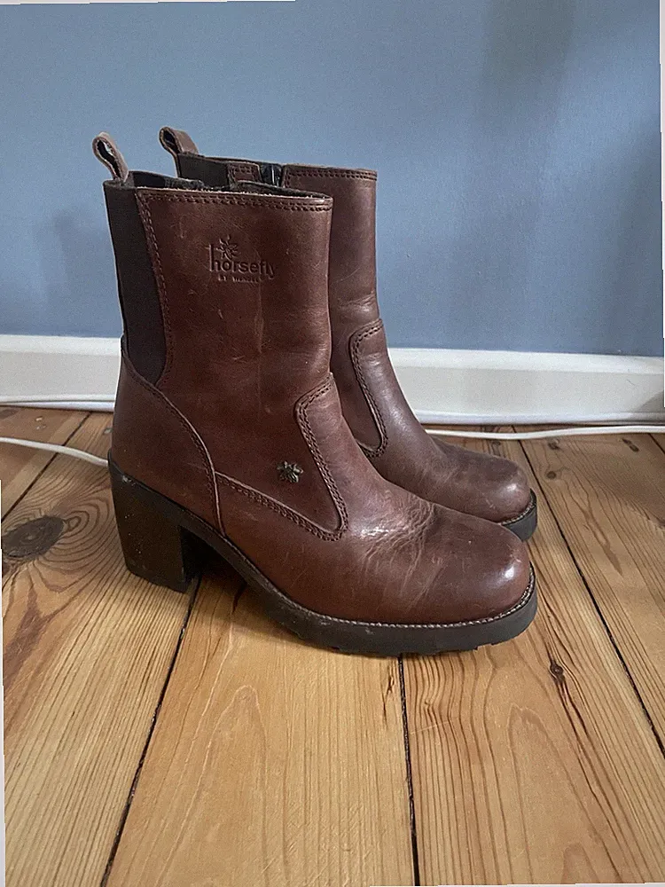 horsefly by Wendel Chelsea Boots braun Echtleder Blockabsatz