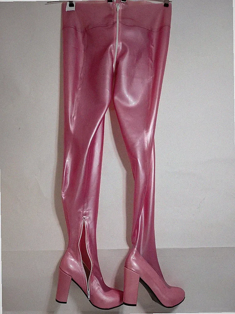 Hosen Stiefel Latex gummi metalic farben heels 11 cm grobe 37 38 39 40 41 Damen