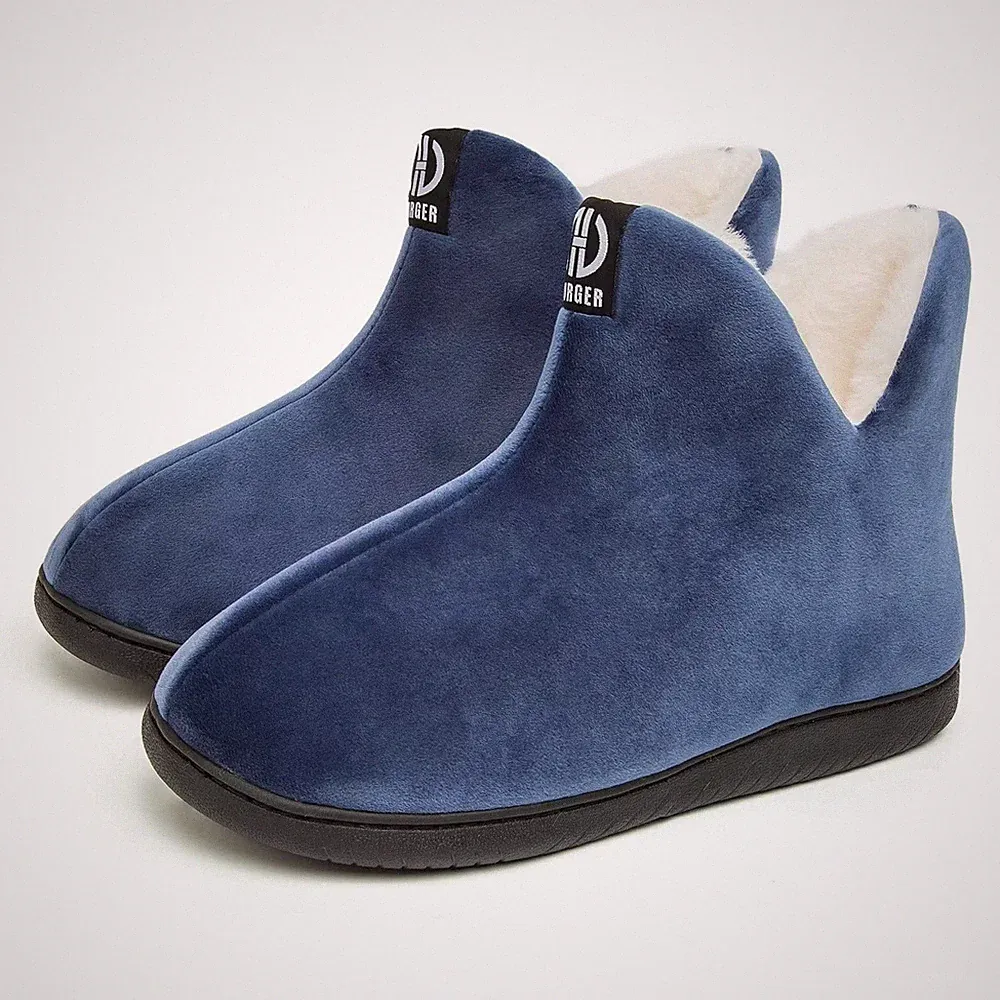 Hüttenstiefel Damen Plüsch Hüttenschuhe Herren Gefüttert Hausschuhe Hohe Wint...