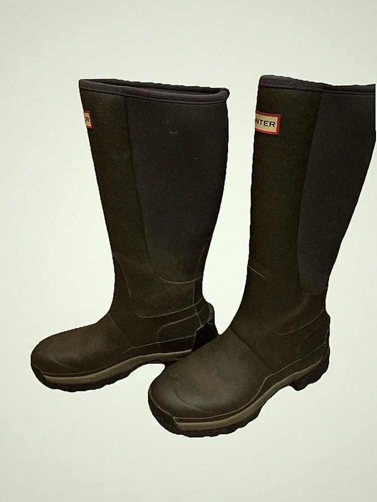 Hunter Balmoral Hybrid Tall Gummistiefel Damen Dark Olive Feldstiefel Gr. 38