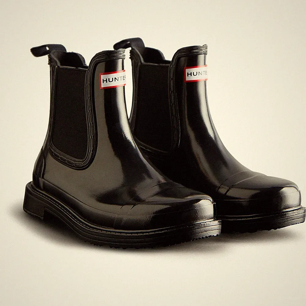 Hunter Commando Gloss Gummistiefel Für Damen In Schwarz