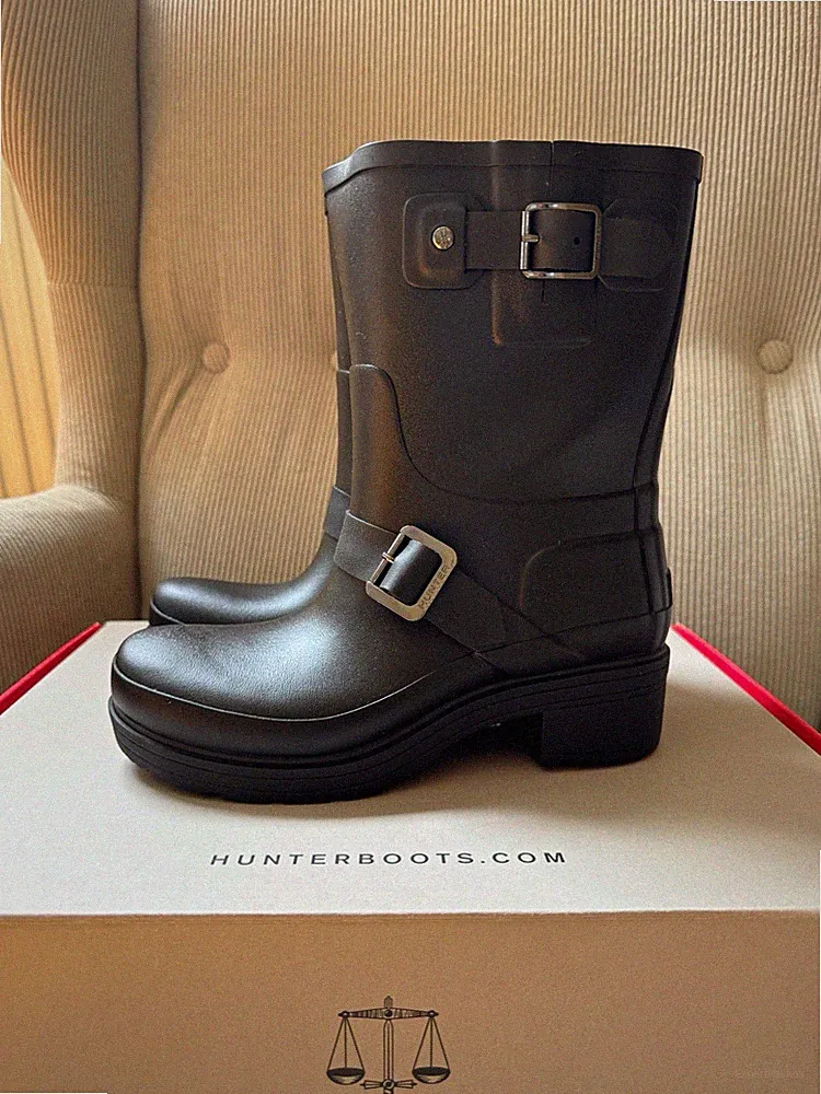 Hunter Damen Gummistiefel W ORG RUBBER BIKER Schwarz EU 37 Anti-Rutsch