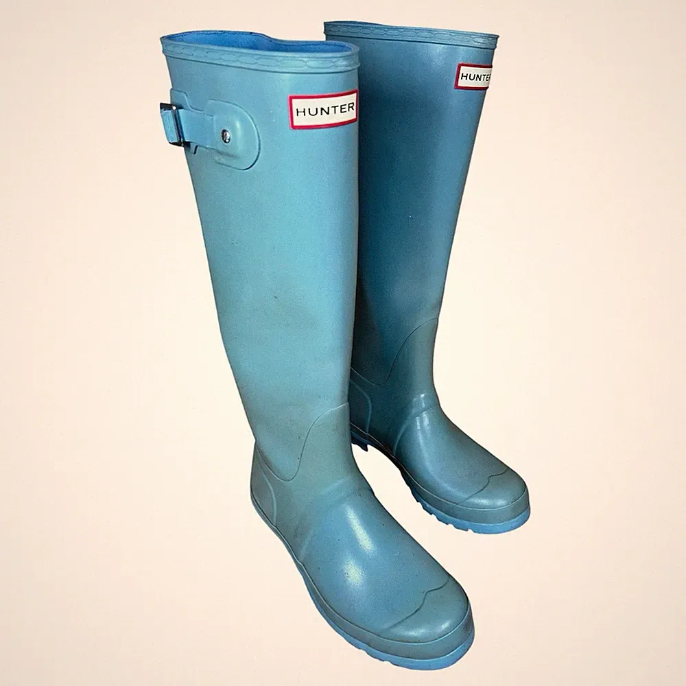 Hunter Damen hohe Gummistiefel – hellblau – UK-Größe 6