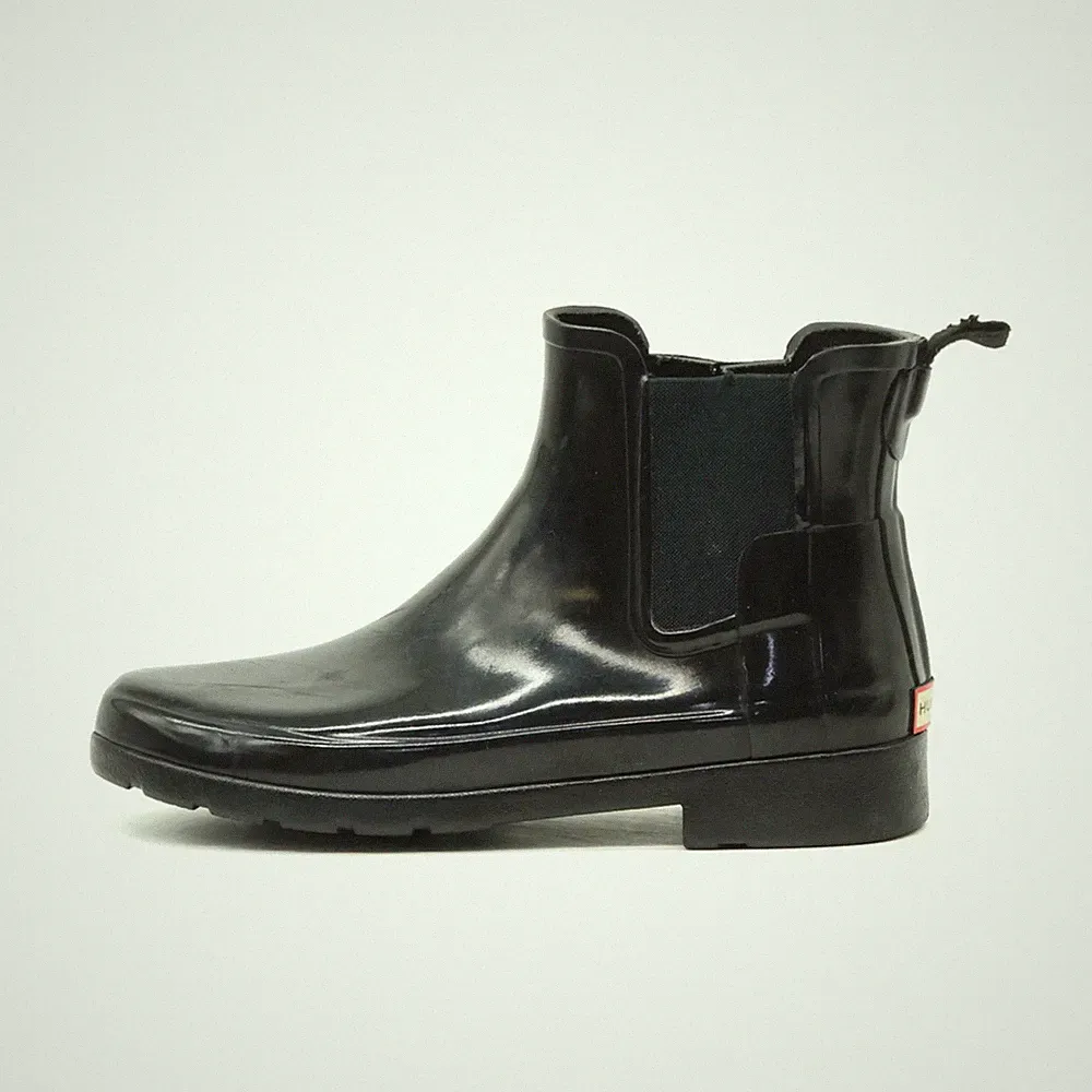 Hunter Damen Original Chelsea Stiefel Schwarz Gummi Knöchelhoch Logo Boots EU 38