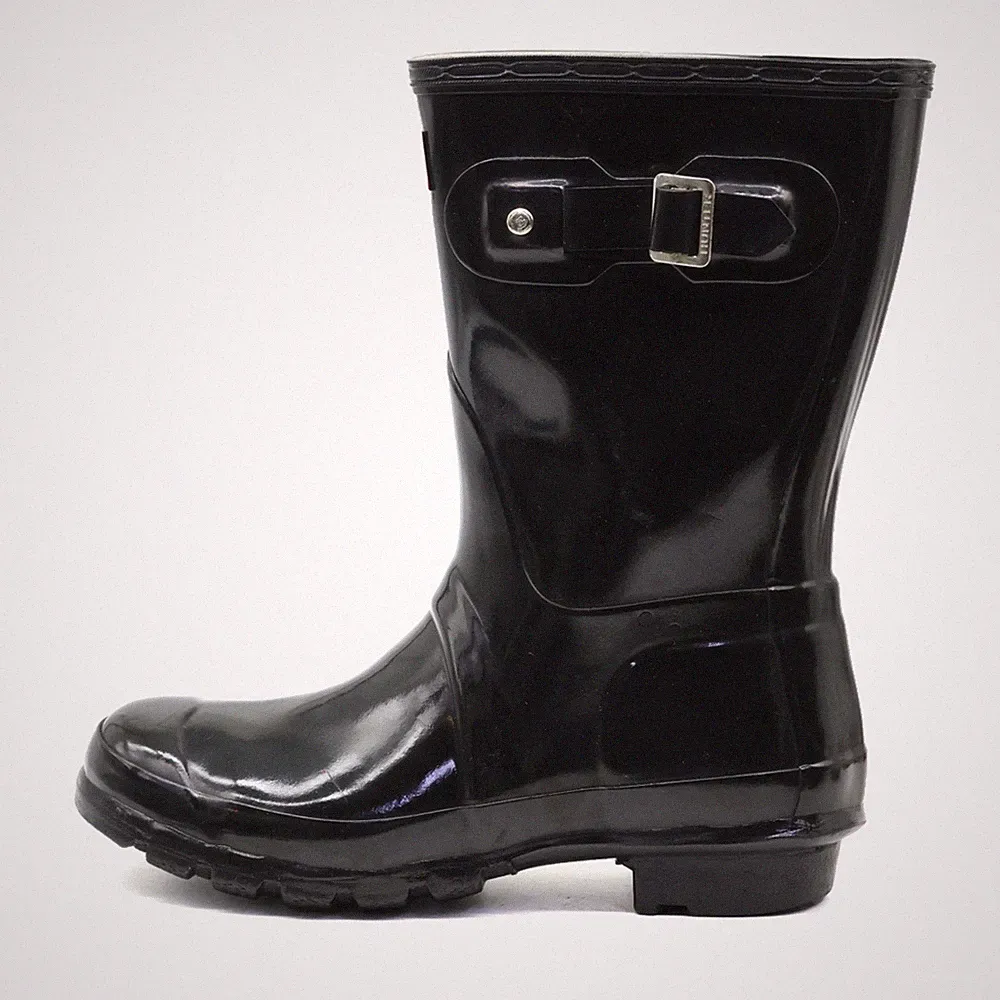 Hunter Damen Original Gloss Short Stiefel Schwarz Rutschfest Regenstiefel EU 37