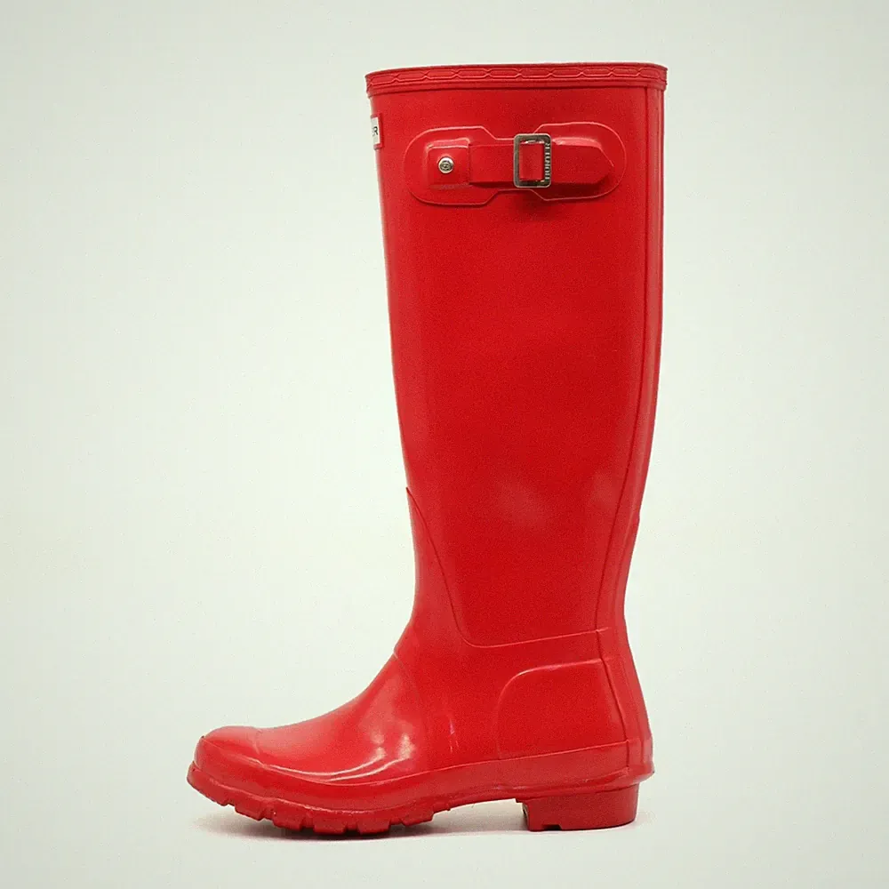 Hunter Damen Original Gloss Stiefel Rot Gummi Wasserdicht Regenstiefel EU 38
