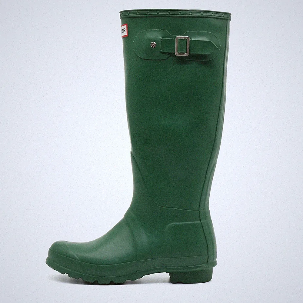Hunter Damen Original Tall Stiefel Grün Gummi Wasserdicht Gummistiefel EU 38