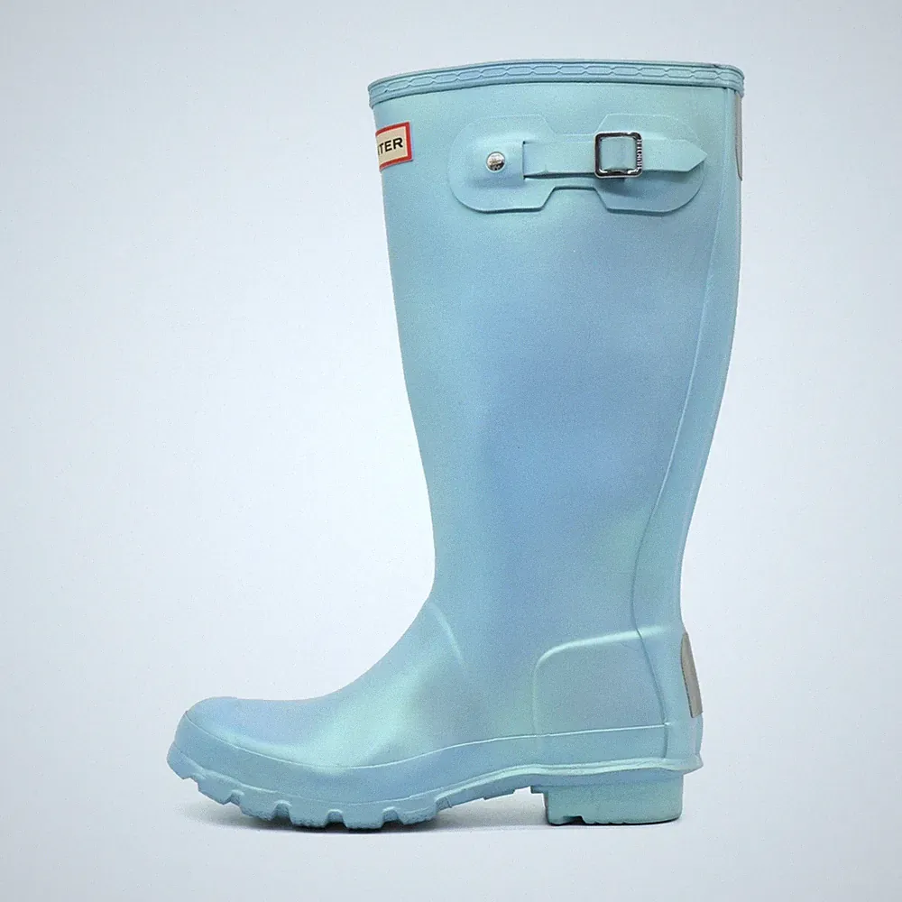 Hunter Damen Original Tall Stiefel Hellblau Gummi Hochschaft Gummistiefel EU 37