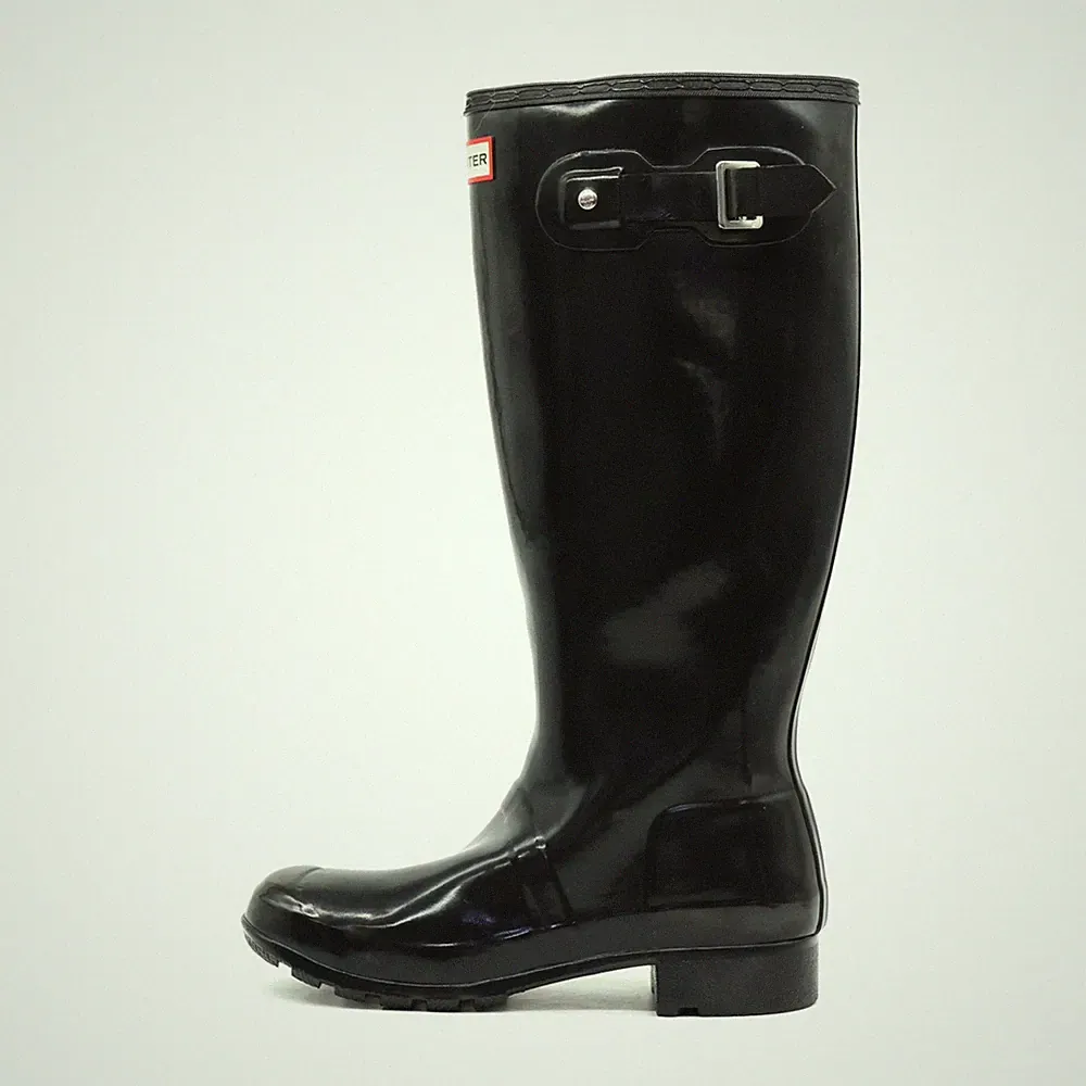 Hunter Damen Original Tall Stiefel Schwarz Gummi Kniehoch Gummistiefel EU 38