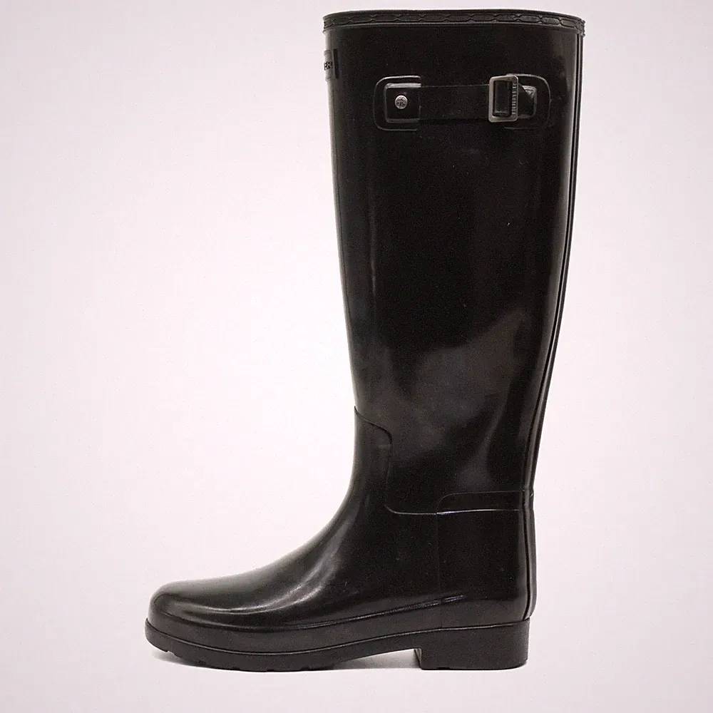Hunter Damen Original Tall Stiefel Schwarz Gummi Schaft Regenstiefel EU 38