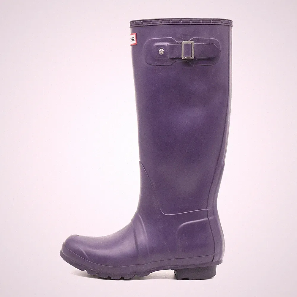 Hunter Damen Original Tall Stiefel Violett Gummi Kniehoch Gummistiefel EU 38