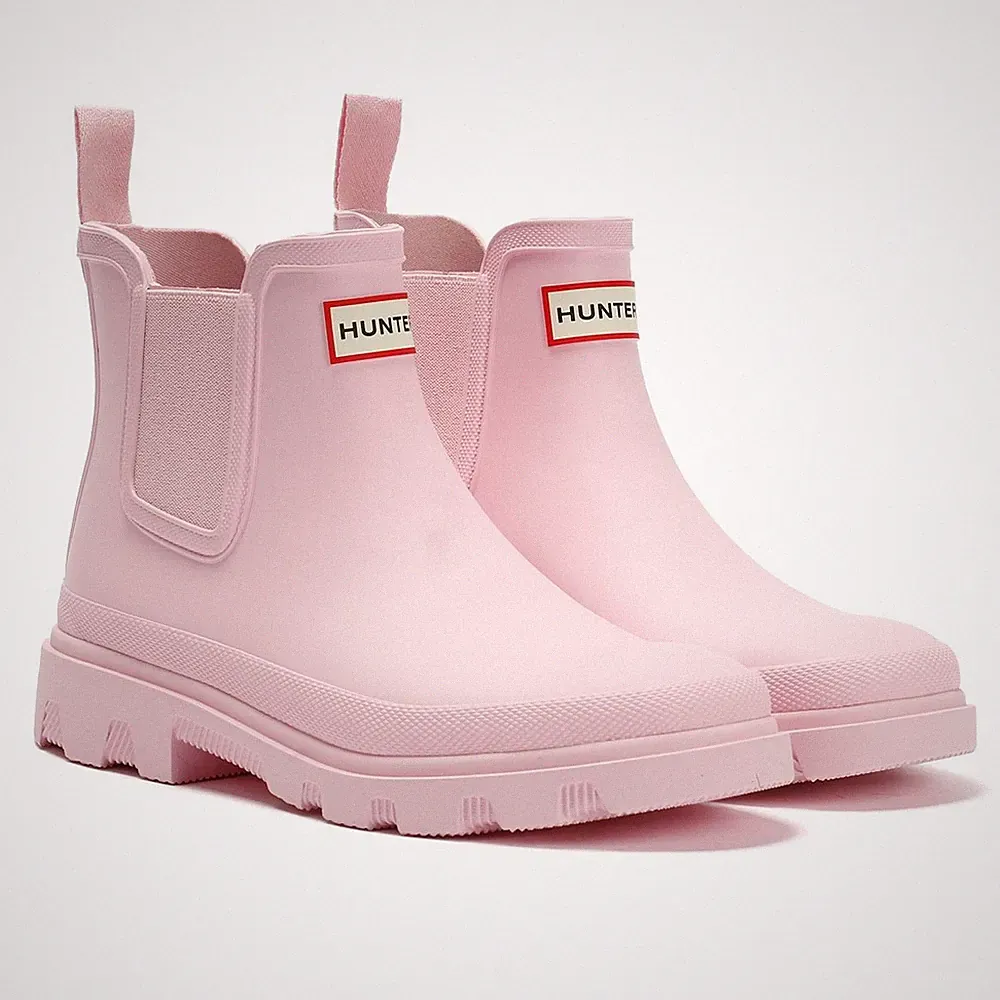 Hunter Downpour Chelsea Gummi Damen Rosa Gummistiefel