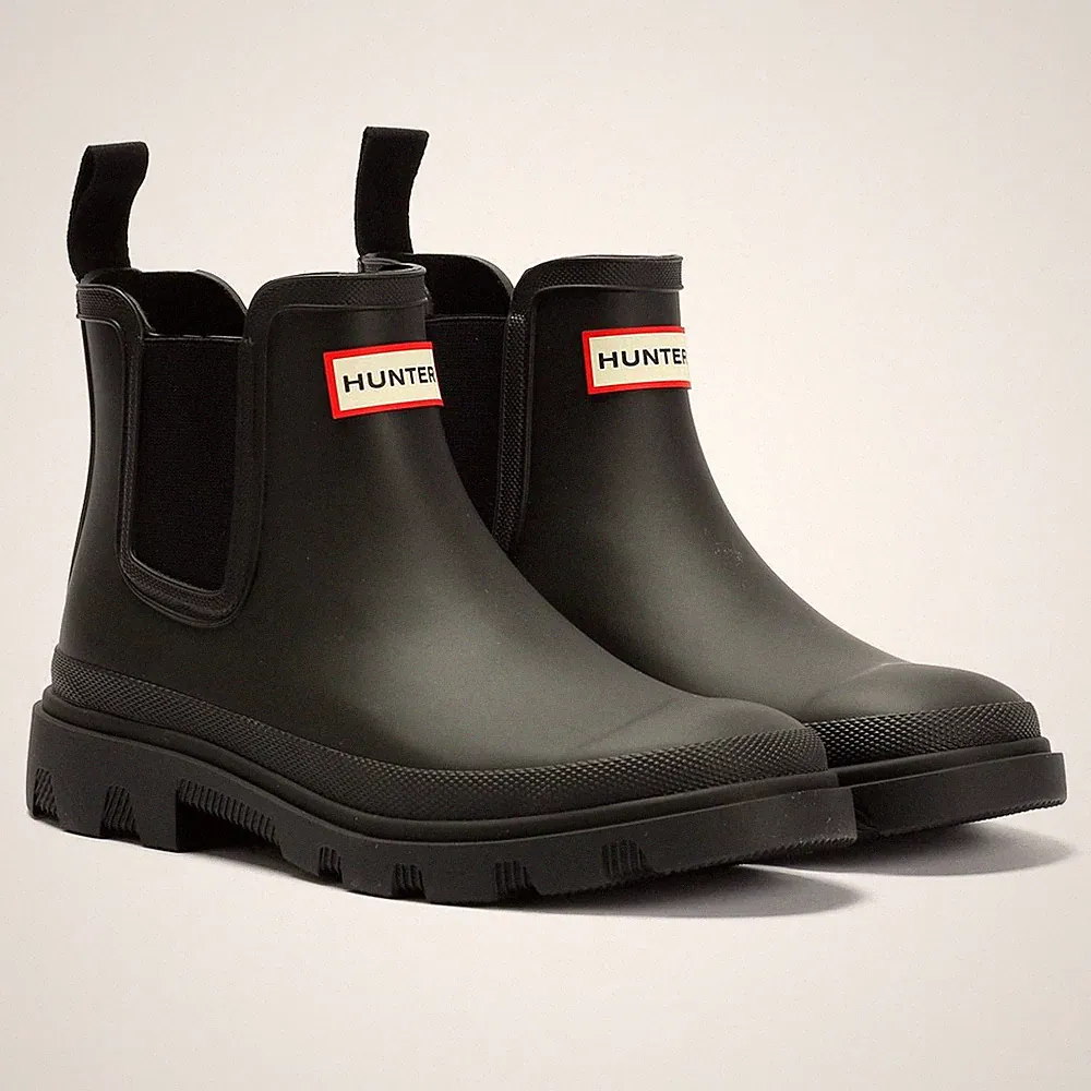 Hunter Downpour Chelsea Gummi Damen Schwarze Farbe Gummistiefel