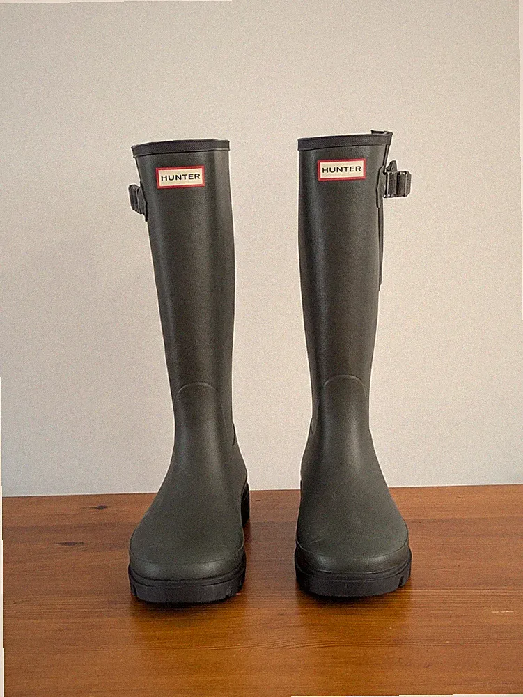 Hunter Downpour Field Adjustable Boots Dark Olive Green UK 7 Tall Gummistiefel