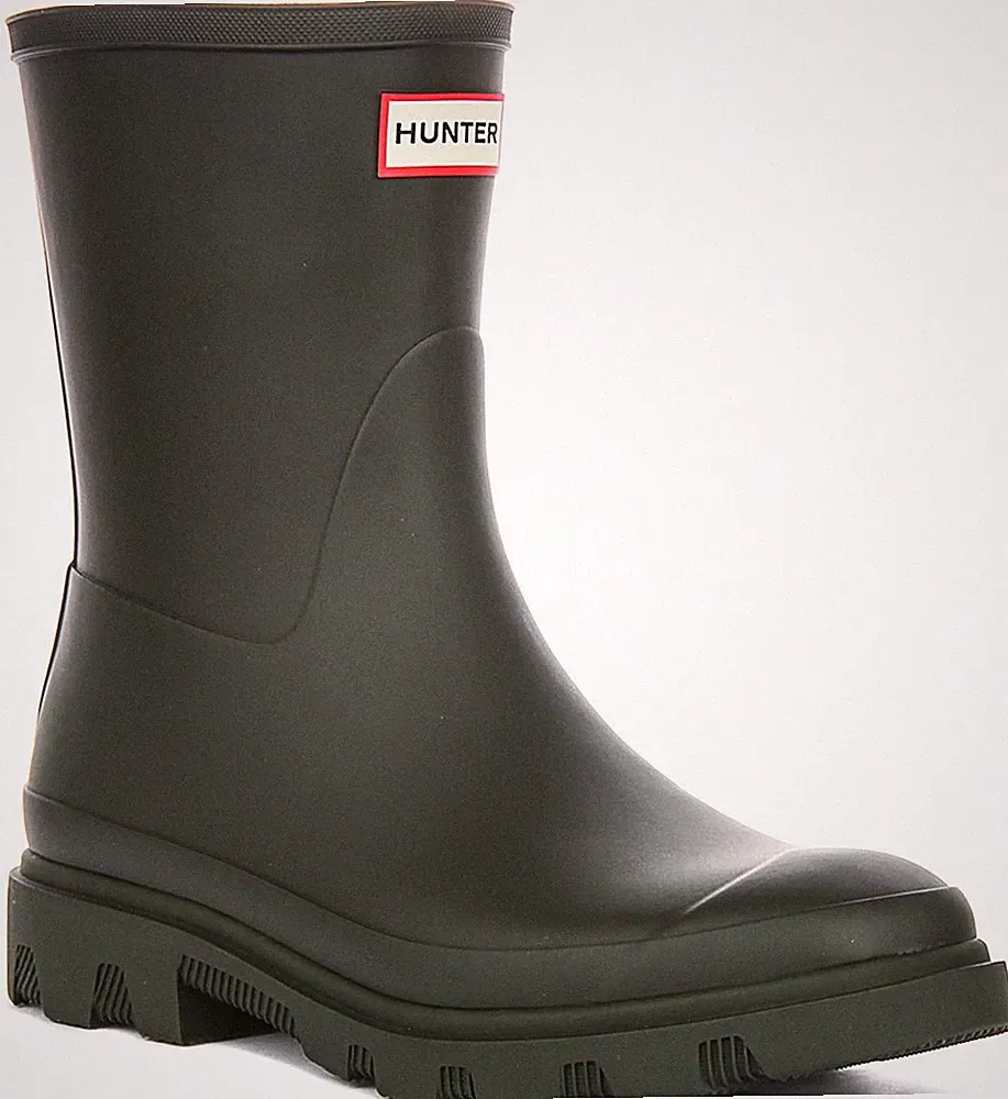 Hunter Downpour Wasserfest Hineinschlüpfen Gummi Damen Stiefeletten IN Oliv US 3