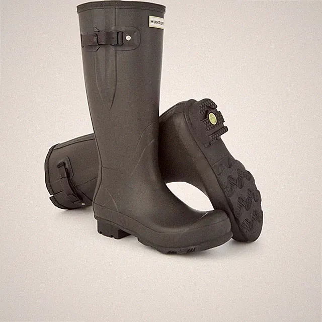 Hunter Field GUMMISTIEFEL mit Seite verstellbar schwarz grün Größen 4 5 6 7 8