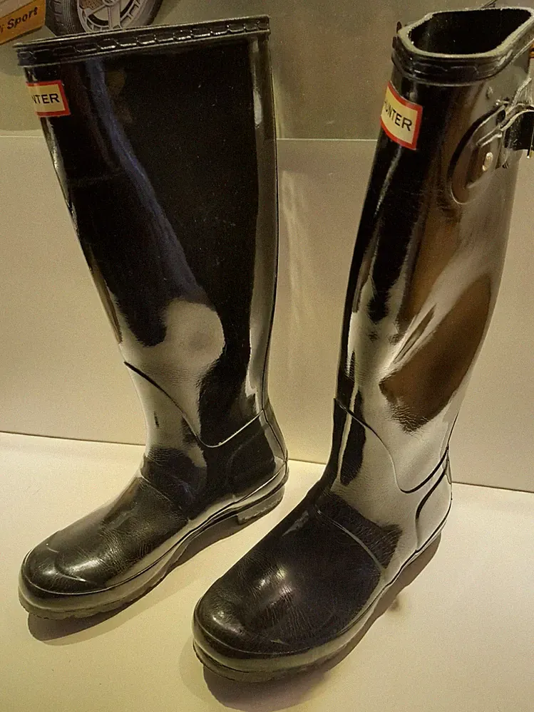 Hunter Gummi Stiefel tall schwarz glossy Gr. 38 / UK 5 - Deko