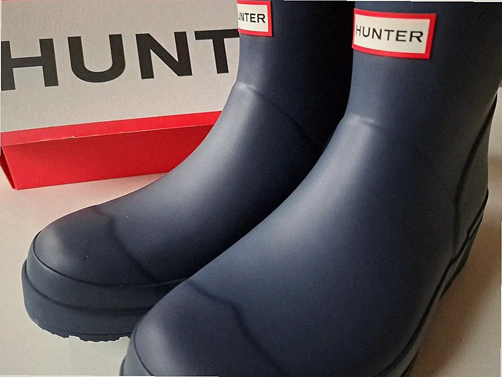 HUNTER Gummistiefel Blau UK 7 Neuwertig Original Karton