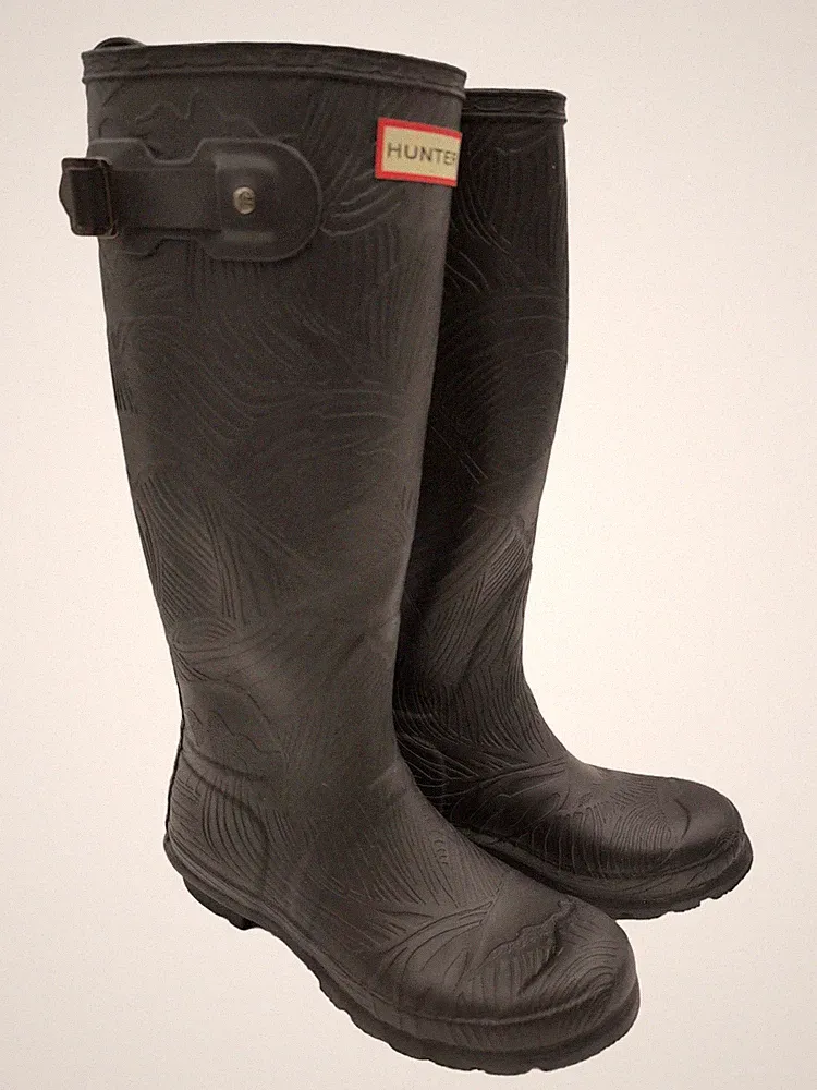 Hunter Gummistiefel Damen Gr. 38 Schwarz Casual Streetwear Logo