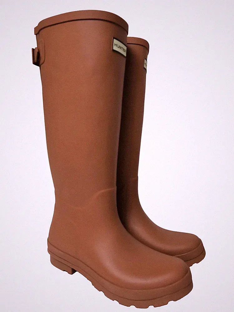 Hunter Gummistiefel Damen Stiefel Casual Logo Braun Größe 40
