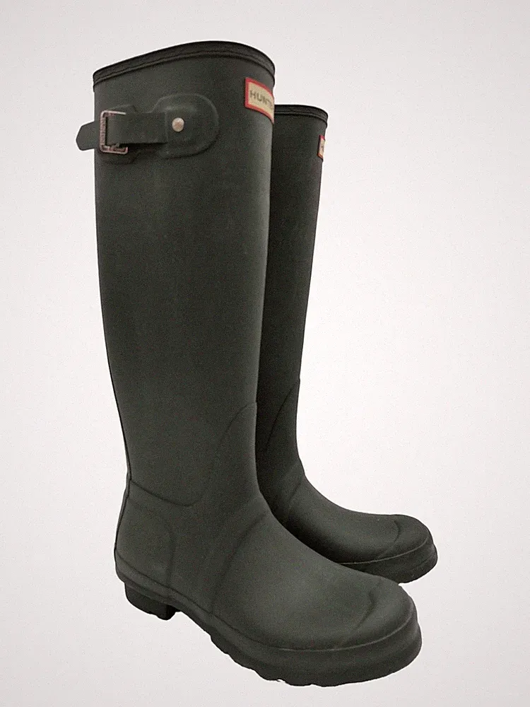 HUNTER Gummistiefel Damen Stiefel Gr. DE 39 khaki Casual-Look