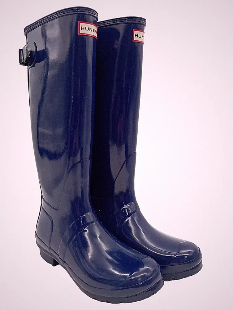 HUNTER Gummistiefel Damen Stiefel Gr. DE 40 blau Casual-Look