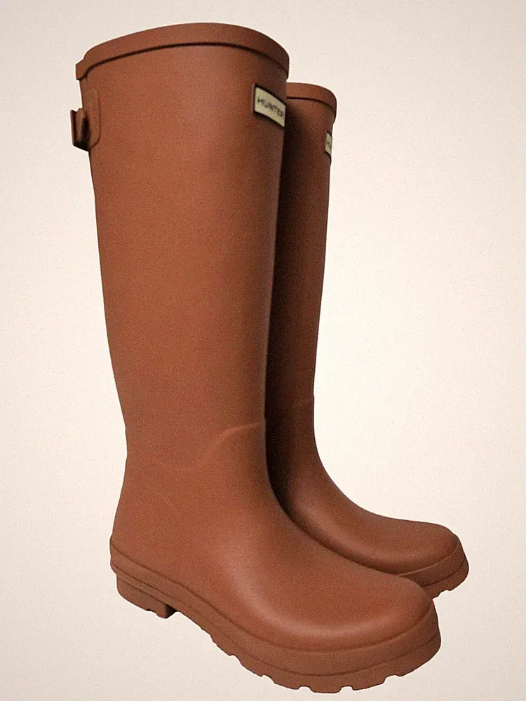 HUNTER Gummistiefel Damen Stiefel Gr. DE 40 braun Casual-Look