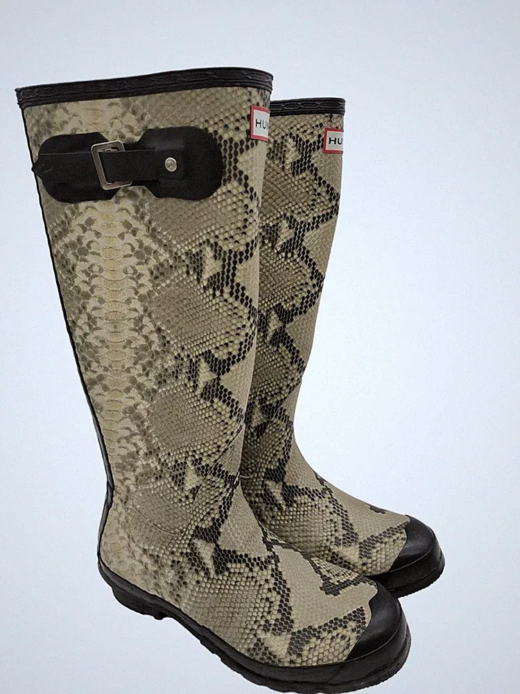 HUNTER Gummistiefel Damen Stiefel Gr. DE 42 hellbeige-schwarz Casual-Look