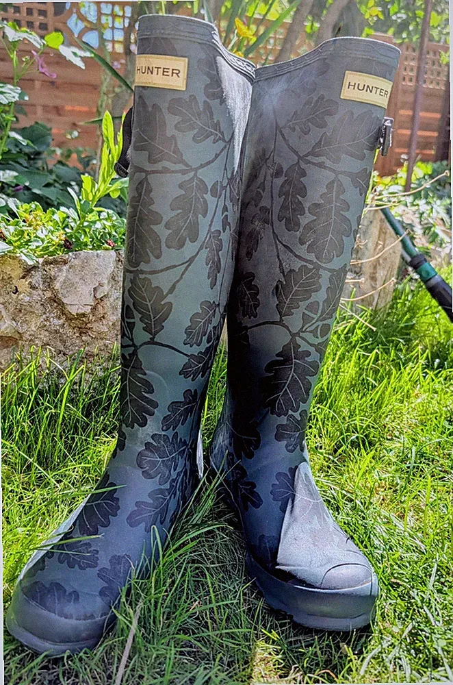 Hunter Gummistiefel mit Eichelblattmuster Größe 39