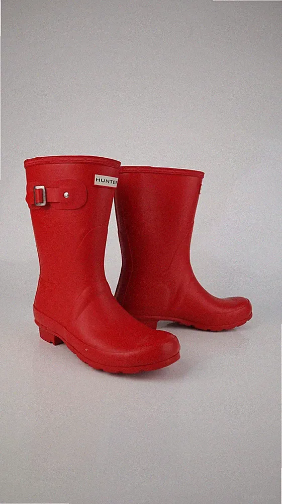 Hunter Gummistiefel rot 36 Stiefel Regenstiefel Halbhoch Halb Erdbeerrot