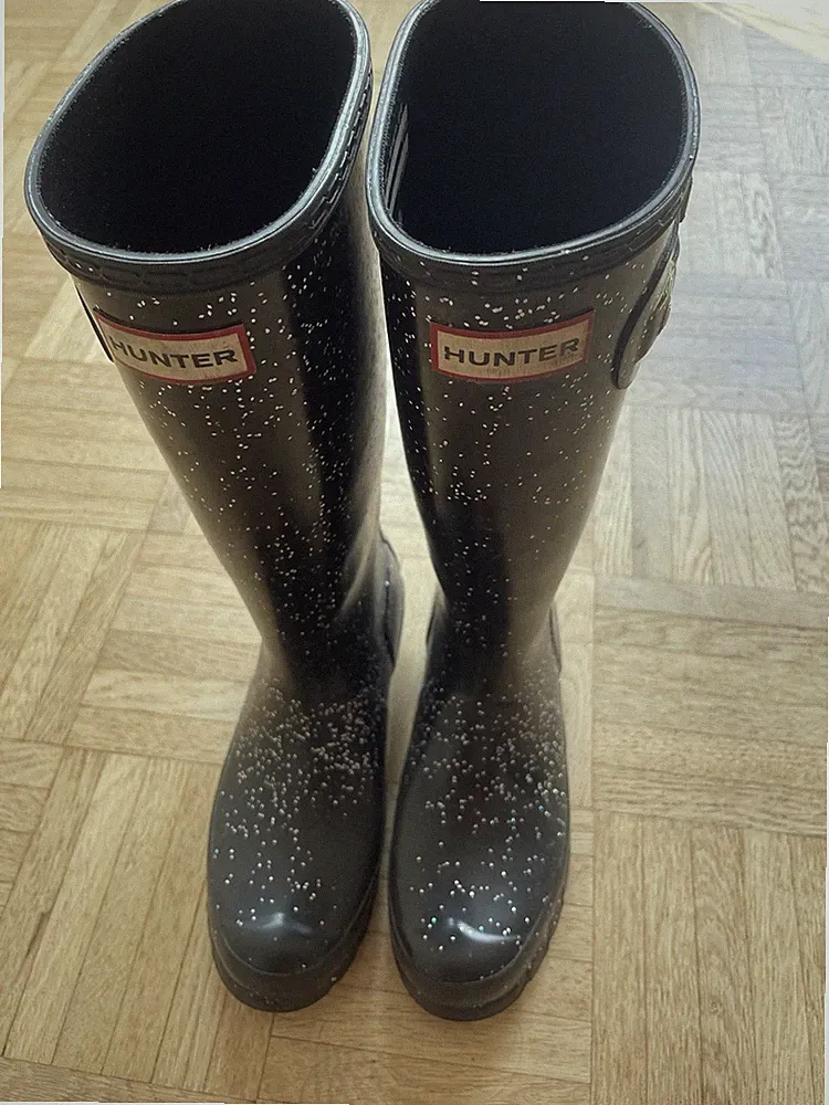 Hunter Gummistiefel schwarz glitzer Gr.36 Original Kids Glitter Wellington Boots